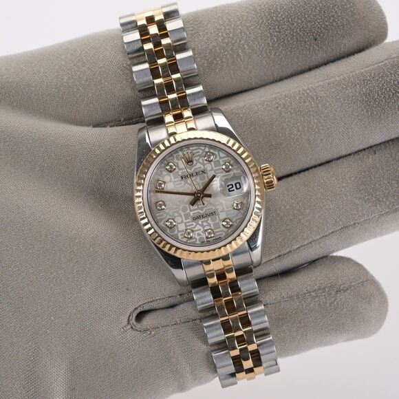 2007 Rolex Datejust 179173 Jubilee Diamond Dial 18k Gold 26mm Ladies Watch + Box - Picture 9 of 14